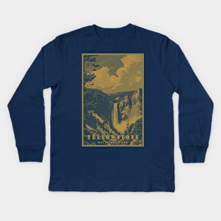 Doutone Yellowstone National Park Travel Poster Kids Long Sleeve T-Shirt